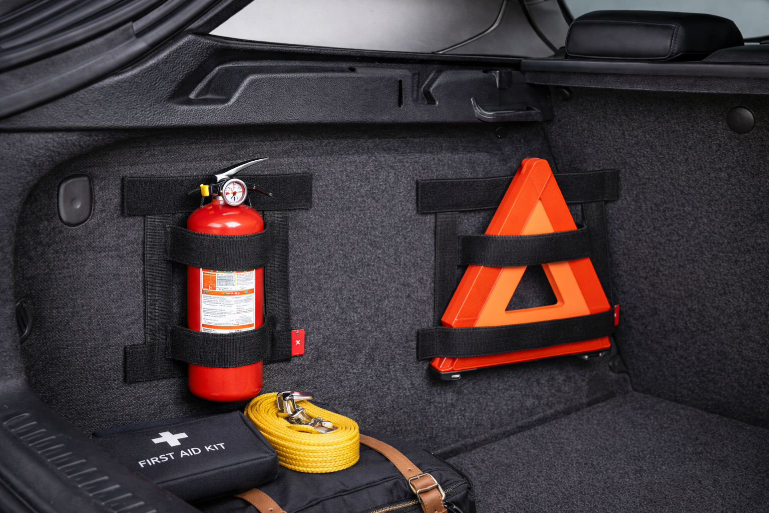 Suporte com Velcro para Extintor no Carro – Fixação Rápida e Sem Barulho