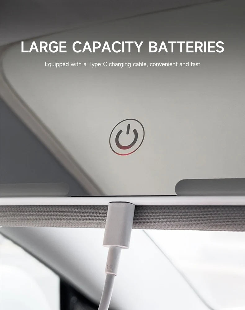 Espelho Premium com Luz LED para Para-Sol – Iluminação HD + Recarregável