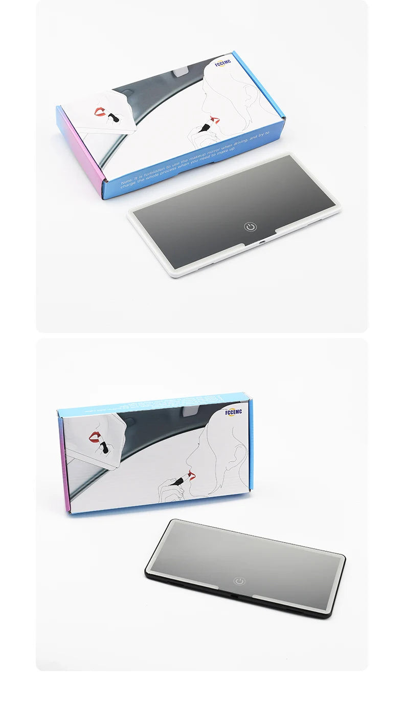 Espelho Premium com Luz LED para Para-Sol – Iluminação HD + Recarregável