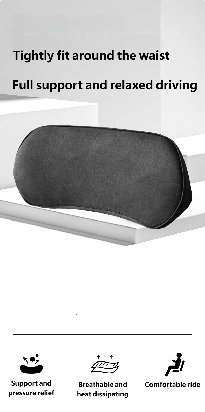 Apoio Lombar em Espuma de Memória – Postura Correta e Conforto para Longas Horas no Carro