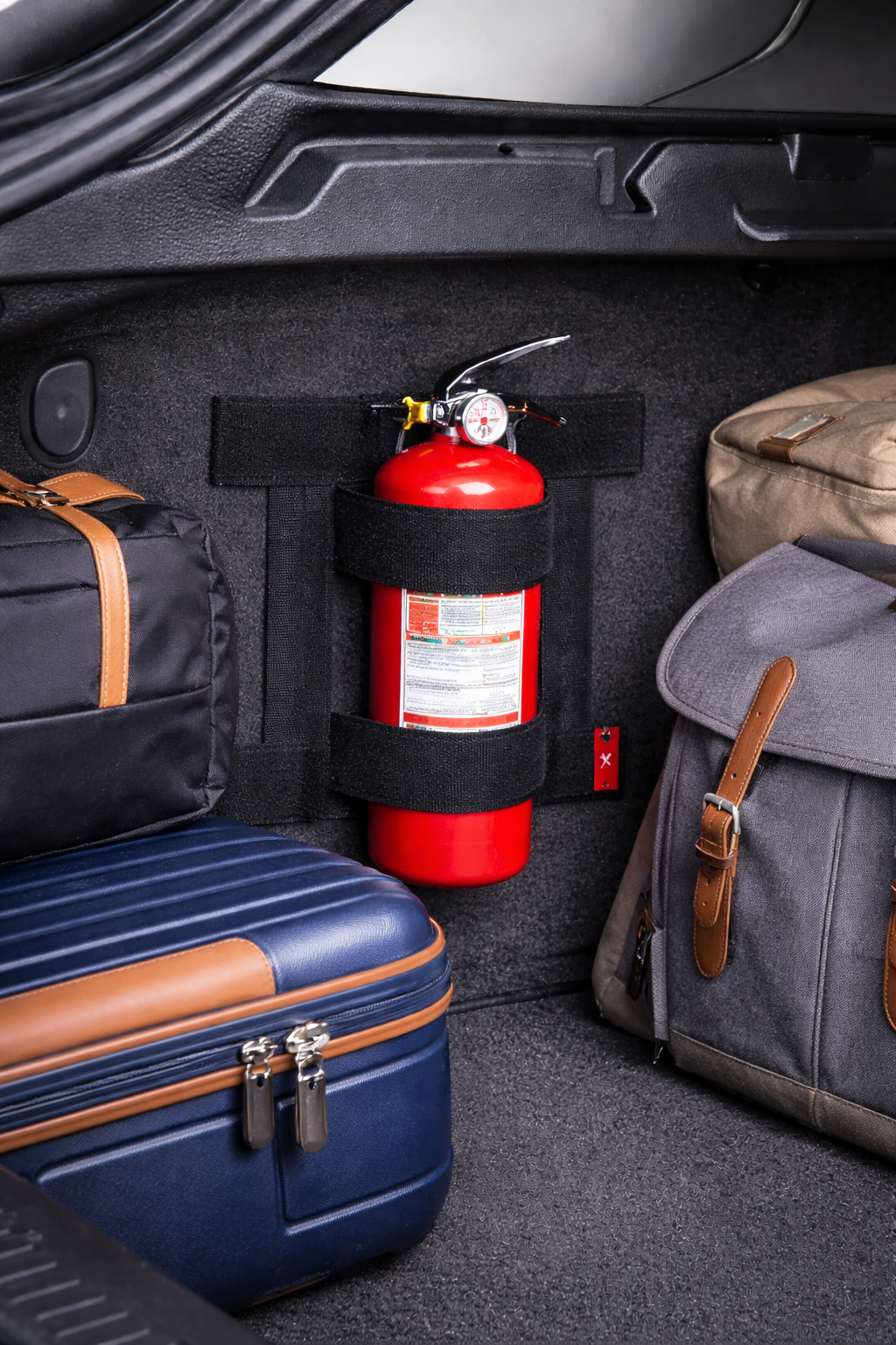 Suporte com Velcro para Extintor no Carro – Fixação Rápida e Sem Barulho